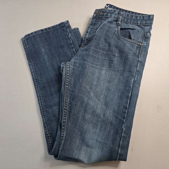 DKNY Mott Jeans Women's 20 (waist 32) Blue Dark Wash Slightest Distress Straight - Picture 7 of 16